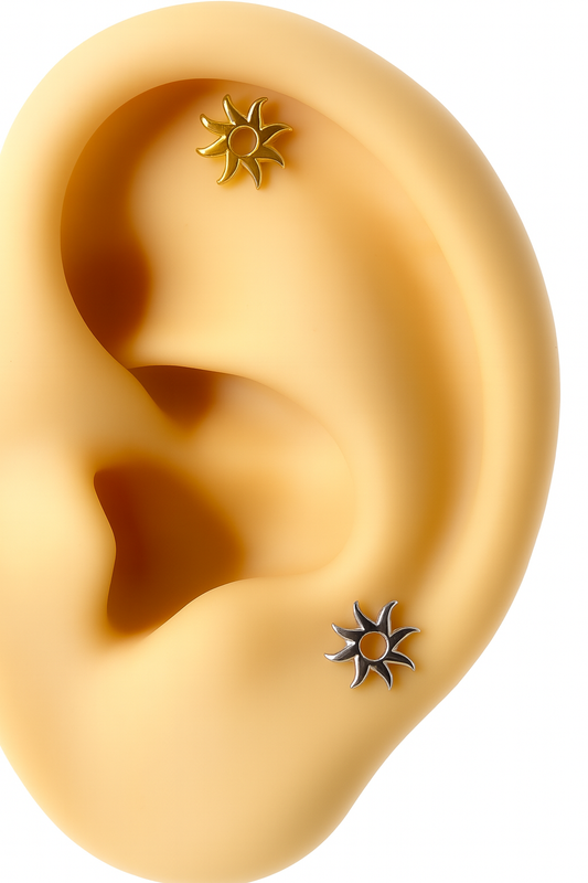 Piercing Nr.196 Helix 925 silber vergoldet sonne sun stud