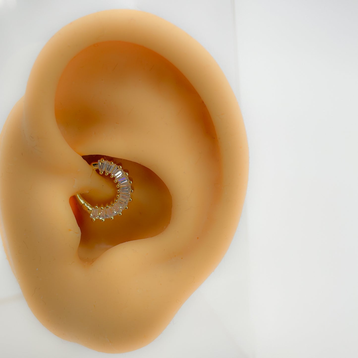 Daith Piercing 925 Silber vergoldet baguette