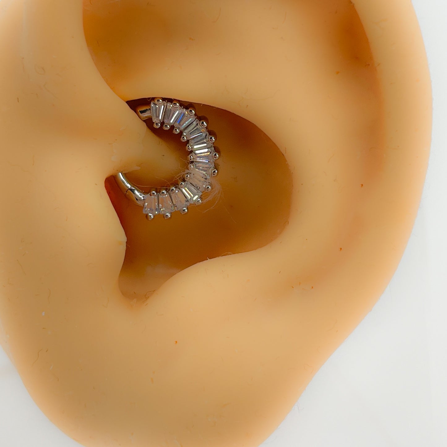 Daith Piercing 925 Silber vergoldet baguette