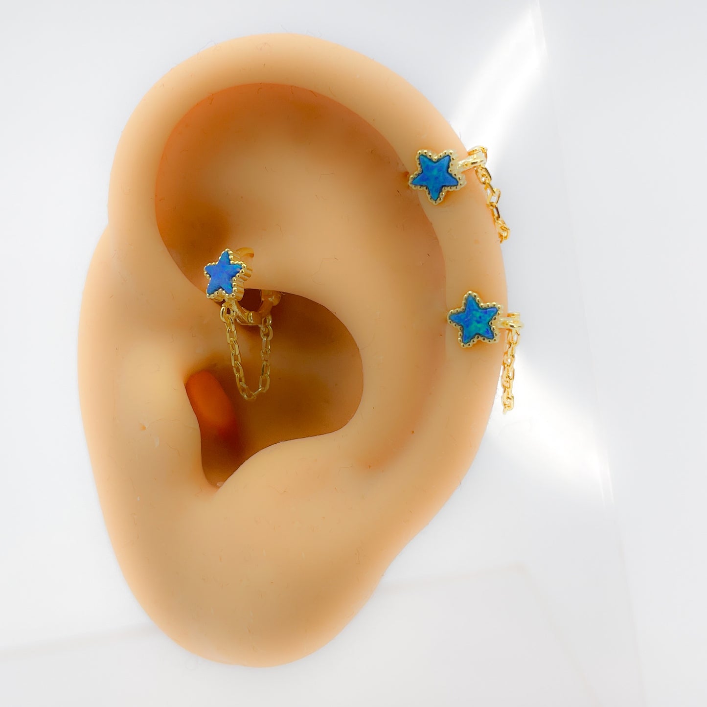 Piercing rook 925 silber vergoldet Blue star