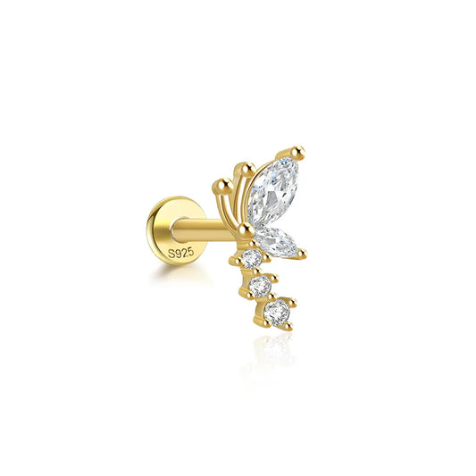 Piercing 925 Silber vergoldet Libelle
