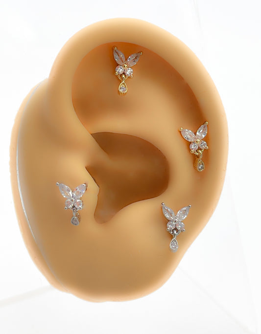 Piercing 316l Chirurgen Stahl vergoldet Schmetterling