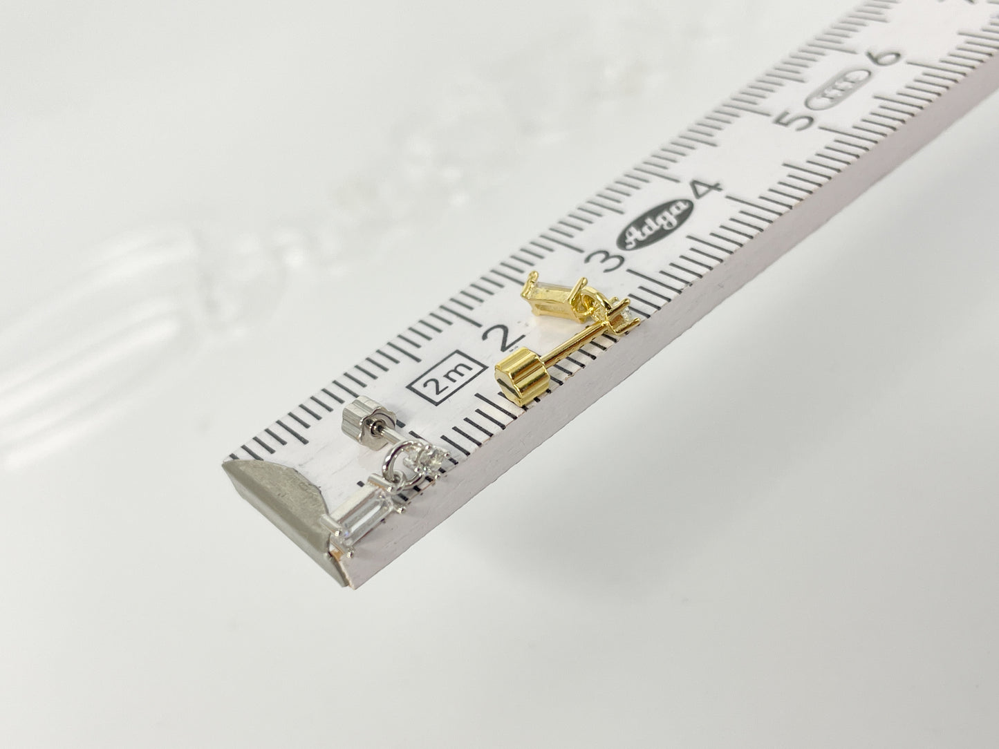 Piercing 925 Silber vergoldet baguette