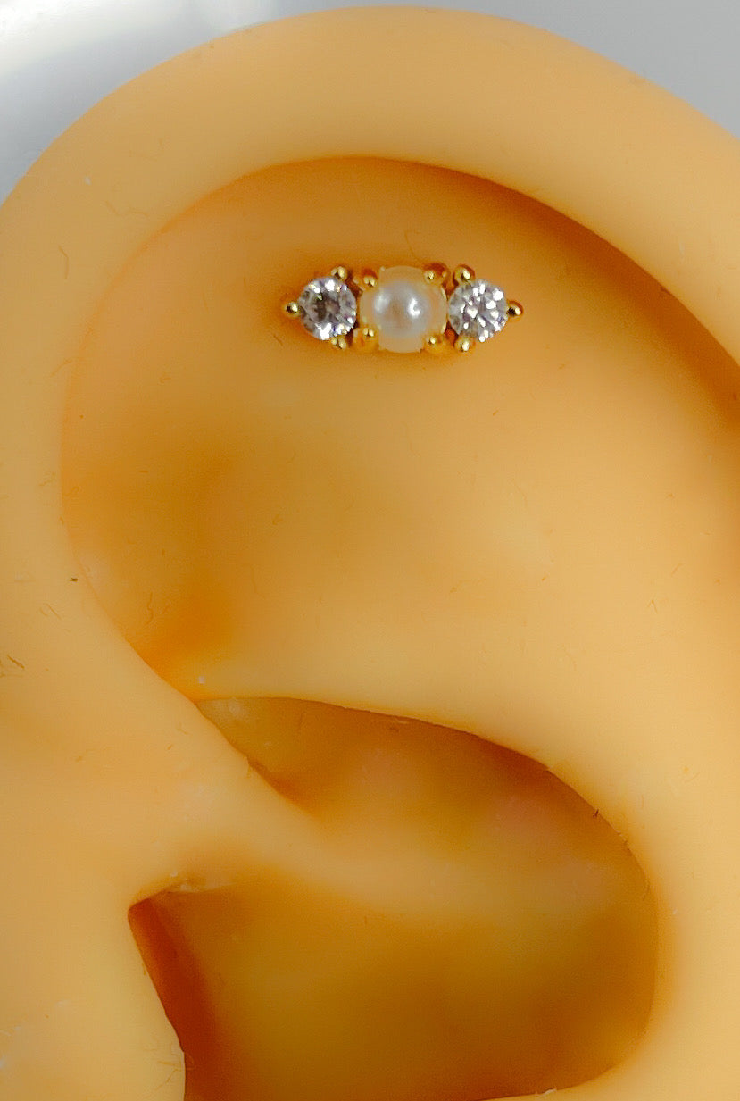 Piercing s925 silber vergoldet mit Perle