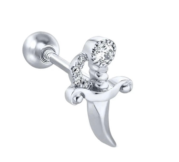 Piercing 925 Sterling Silber vergoldet Schwert