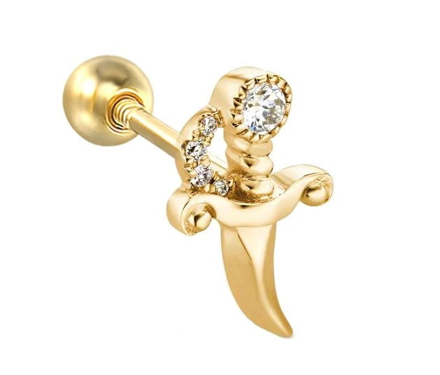 Piercing 925 Sterling Silber vergoldet Schwert