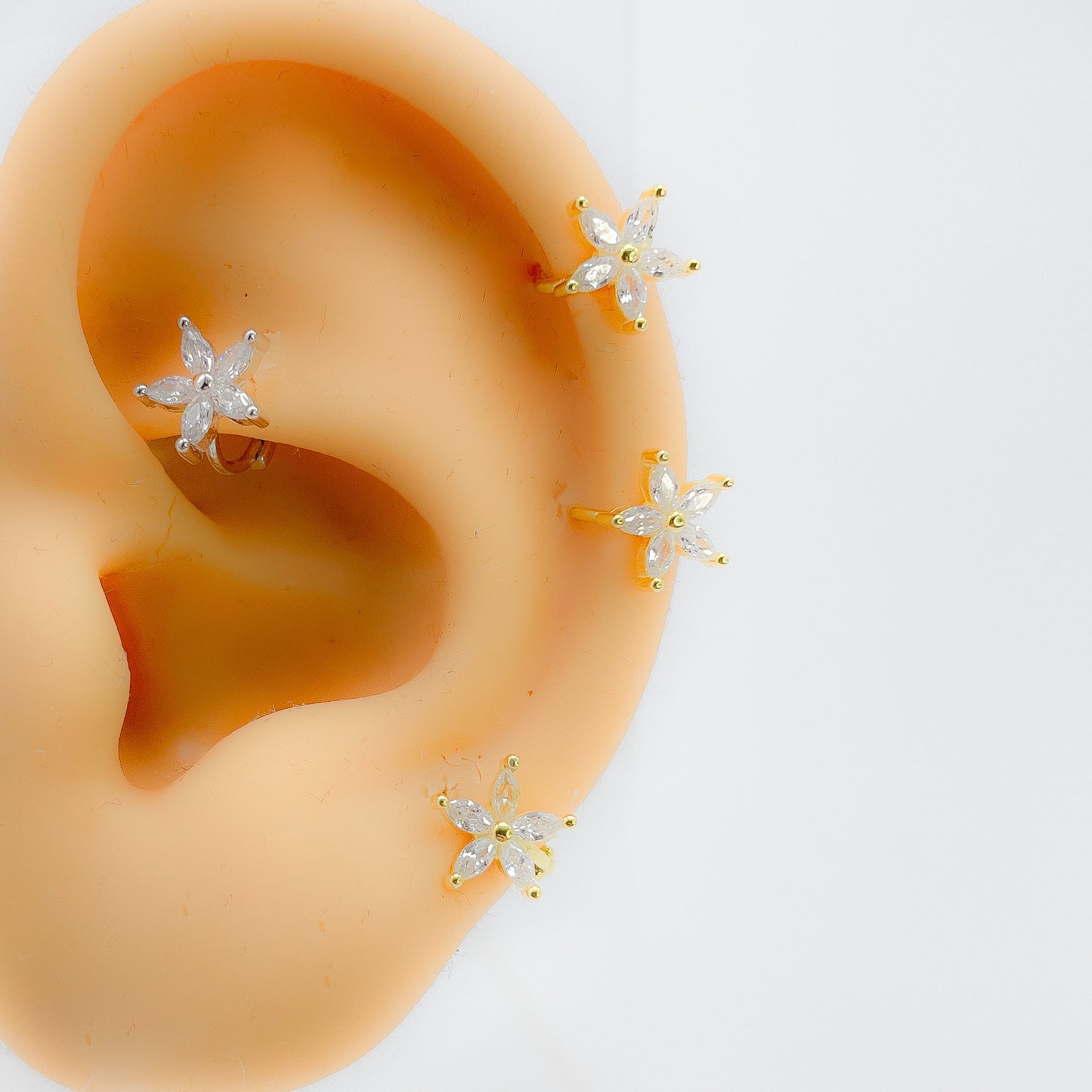 Piercing 925 Silber vergoldet rook Flower