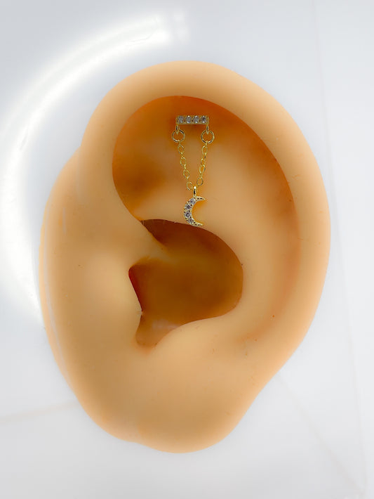 Piercing 925 Silber vergoldet Mond