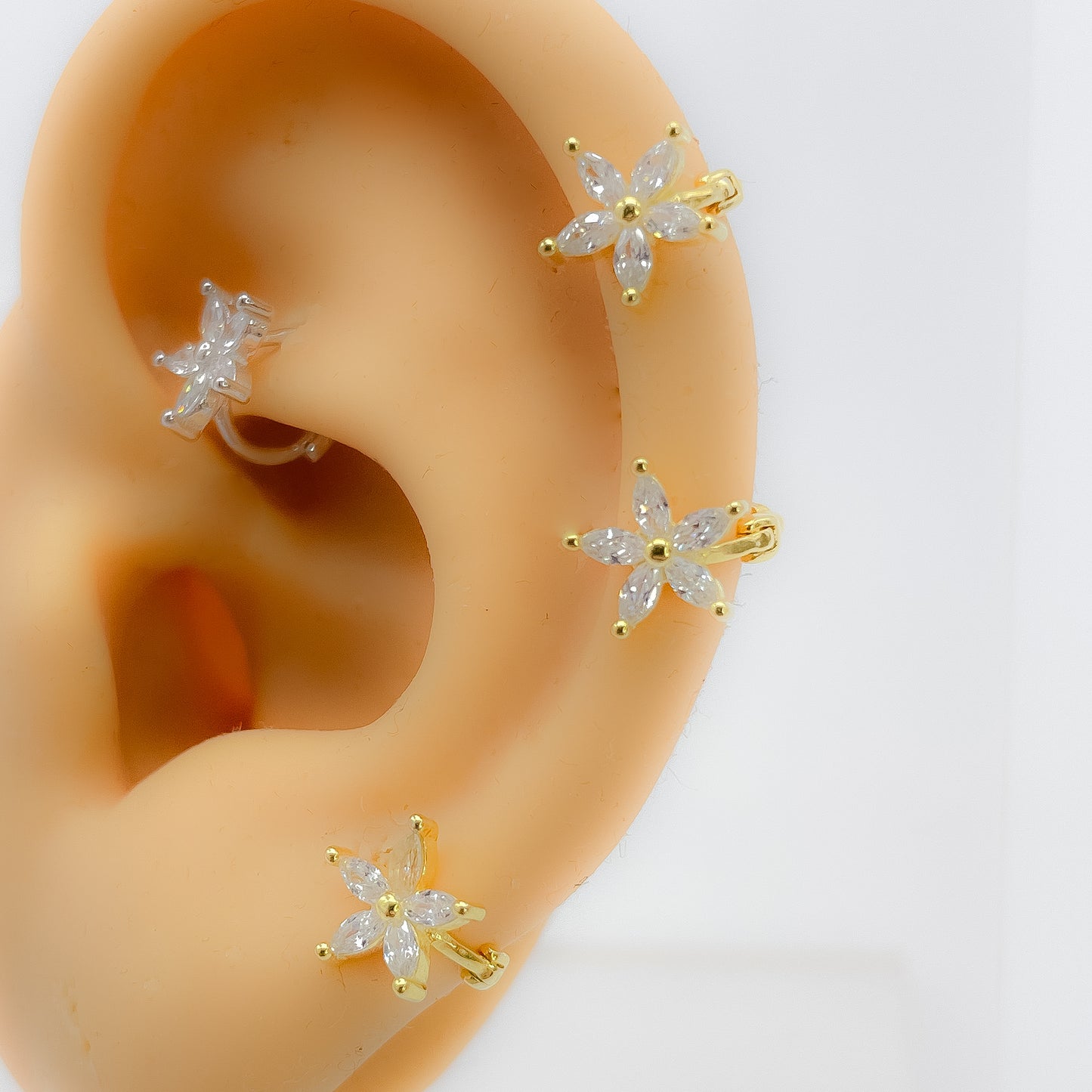 Piercing 925 Silber vergoldet rook Flower