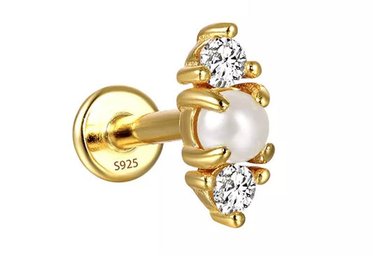 Piercing s925 silber vergoldet mit Perle