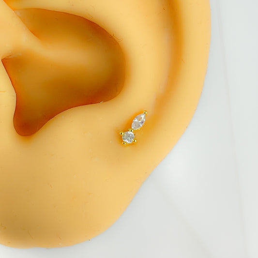 Piercing Flat back Helix 925 silber vergoldet mini