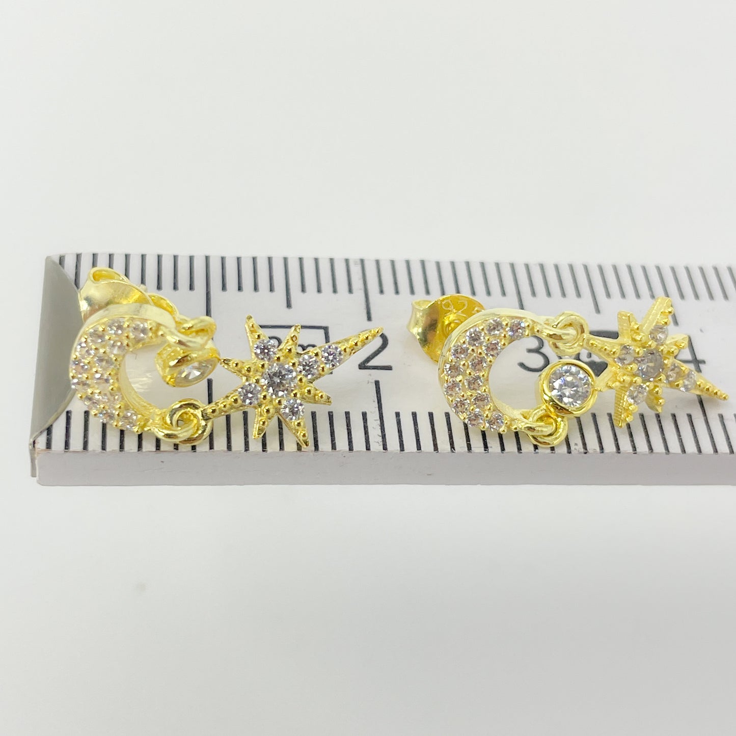 Ohrstecker 925 Silber vergoldet Mond Stern