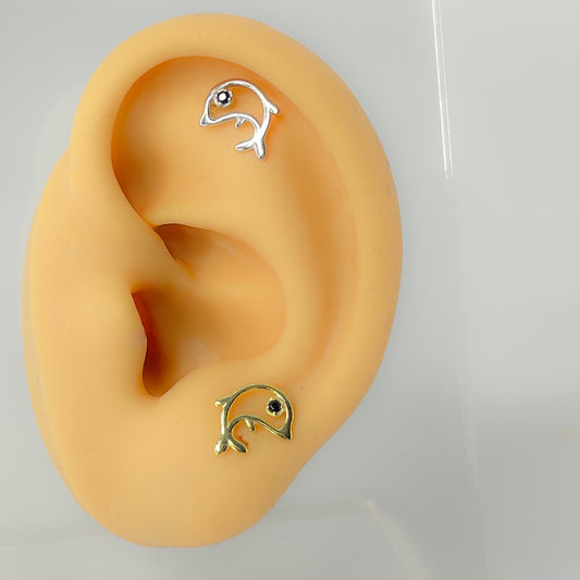 Piercing 925 Silber vergoldet Delfin