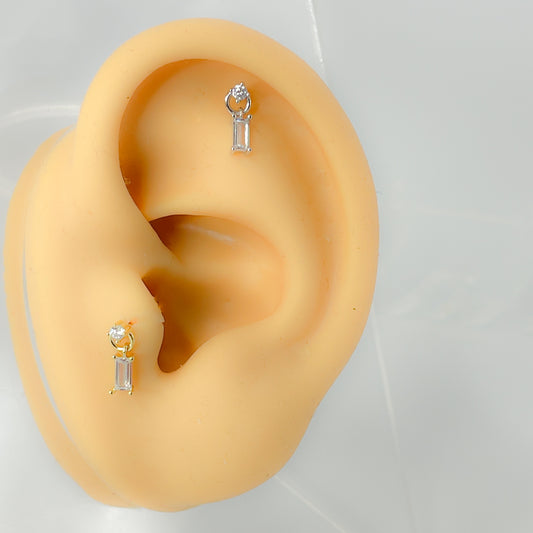 Piercing 925 Silber vergoldet baguette