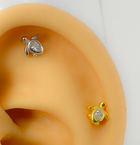Piercing 925 Silber vergoldet Schildkröte